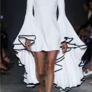 Bell Sleeve Black and White Dress